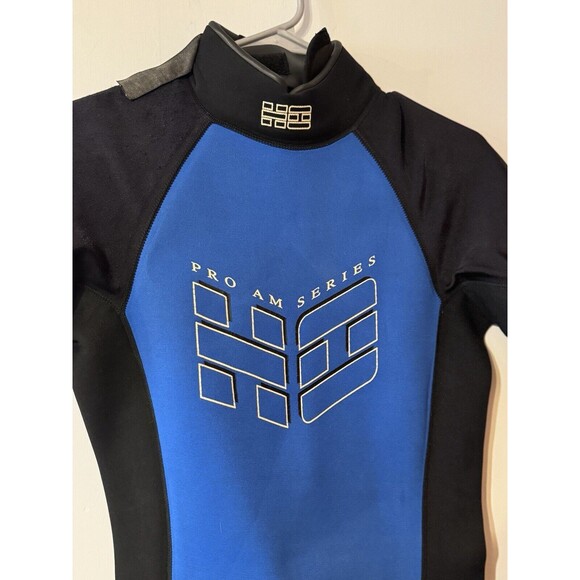 Heat Wave Pro Am Series Thermo Tech Wetsuit Blue Shorty Adult Size Medium Surf - Picture 2 of 11